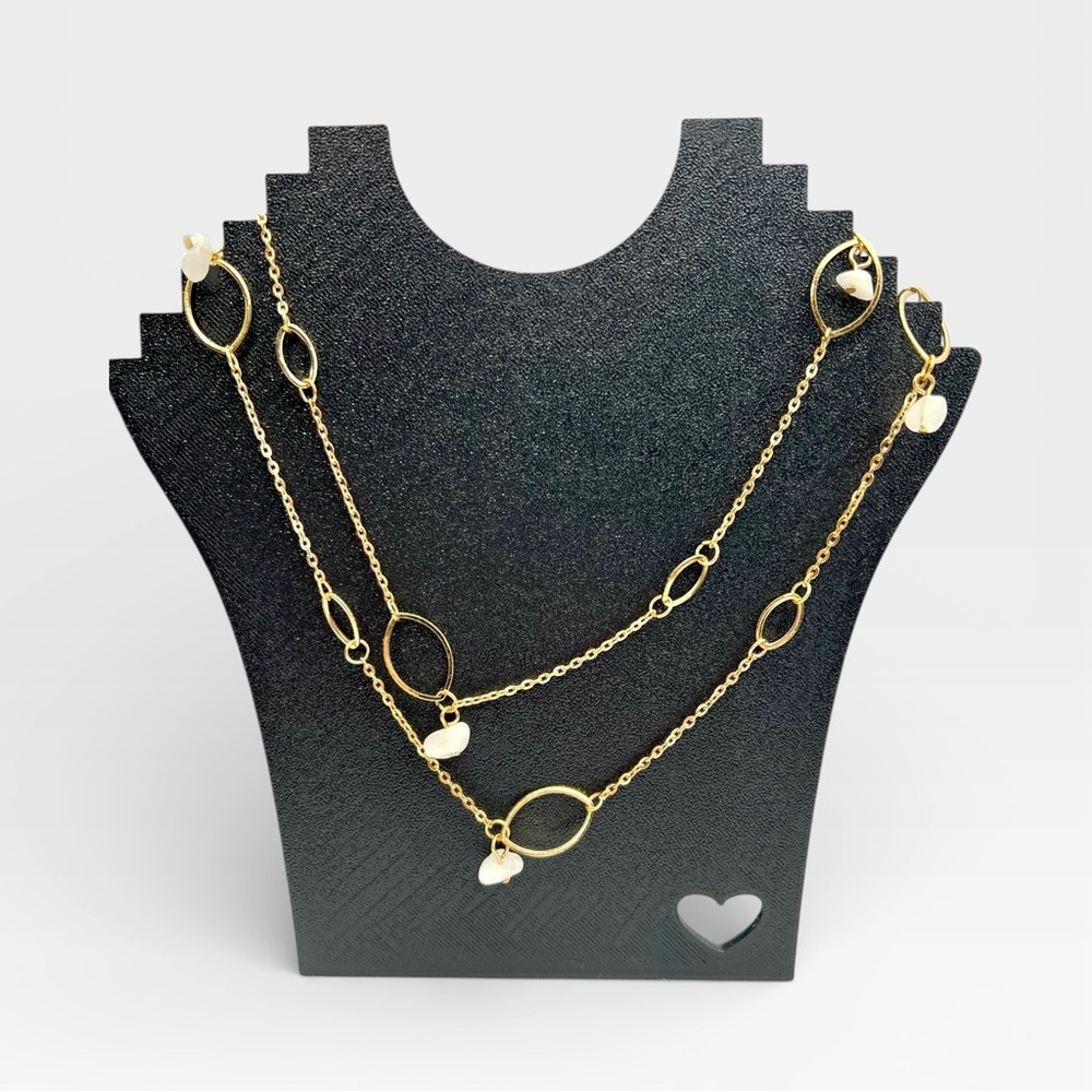 Earrings & Long Station Necklace (Doubled in Pic) - Picture 2 of 2